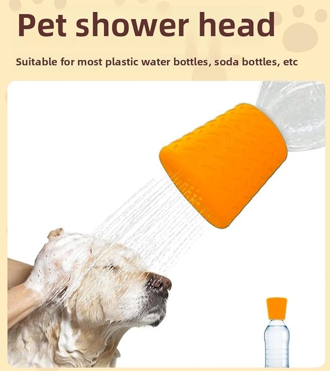 Portable Outdoor Shower for Dogs Bottle Attachment Outdoor Sprayer Accessory for Most Plastic Water Bottles for Bathing Pets During Outdoor Activities, Hiking and Camping.(Orange)