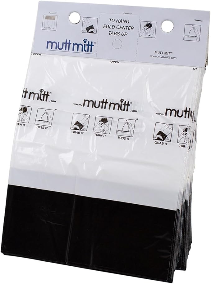 Mutt Mitt® 2-Ply Dog Waste Bags with Thick 2 Mil Mitten - No more "yuck" or "warm handshake" - New Listing, Same 400 White & Black Dog Waste Bags on 4 Station Headers