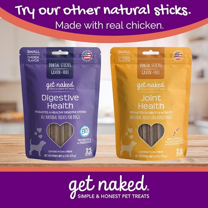 Get Naked Grain Free 1 Pouch 6.2 Oz Super Antioxidant Dental Chew Sticks, Small