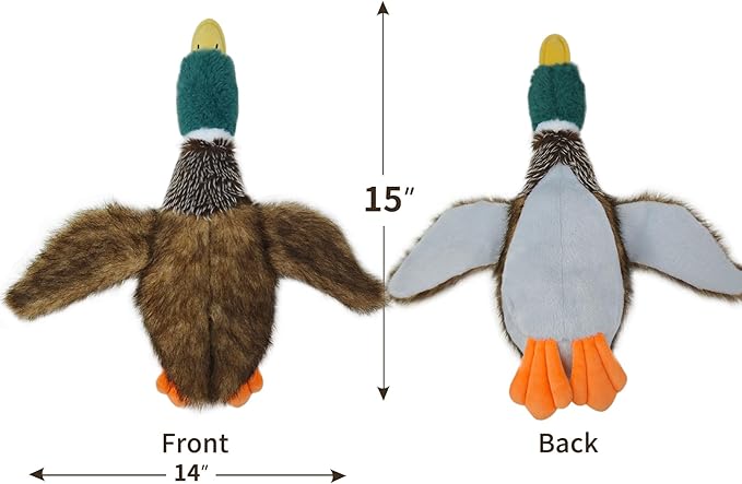 Dog Toys Interactive Mallard Duck Toy Puzzle and Squeaky Toy for Small Medium and Large Dogs Duck Toys, Stuffed Toy for Dog, Plush Toys for Dogs