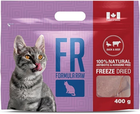 Freeze-Dried Raw Cat Food - Duck & Beef Formula, High Protein, Grain-Free, Whole Ingredients, No Additives, Meal Mixer or Topper - Supports Healthy Digestion, Coat, and Joints
