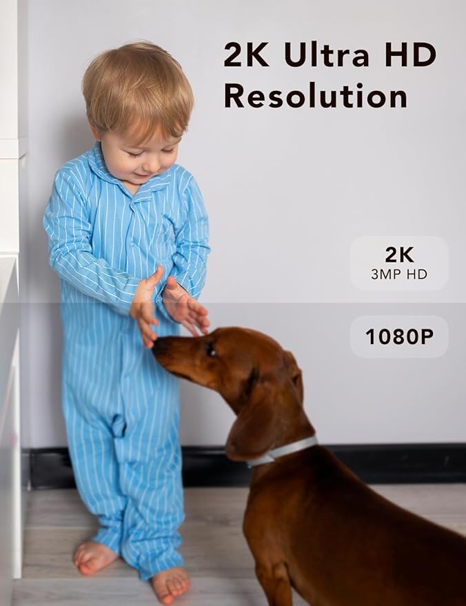 2K Security Camera, IP65 Wterproof Color Night Vision,Outdoor/Indoor for Home, Pet, Baby, Nanny, White Light & Siren, Recording, Motion Detection, Compatible with Alexa,White