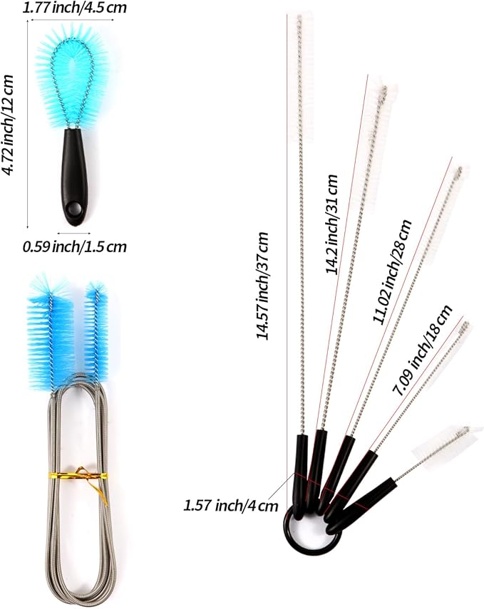 11 in 1 Fish Tank Aquarium Cleaning Brush Kit,Aquarium brushSutiable for Acrylic Fish Tank, and Plastic Fish Tank,Glass Fish Tank,Non Rusting,Fish Tank Cleaning Tools