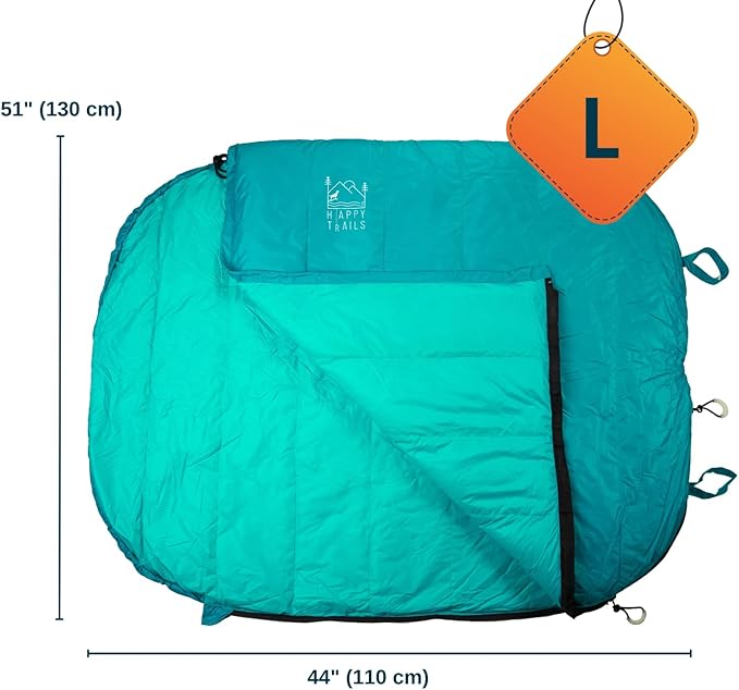 Ultralight Dog Sleeping Bag Backpacking—Outdoor Dog Bed for Hiking—Backpacking Gear for Dogs—Dog Hiking Gear—Dog Camping Gear—Packable Sleeping Bag for Dogs—Dog Travel Bed (Glacial Blue | Large)