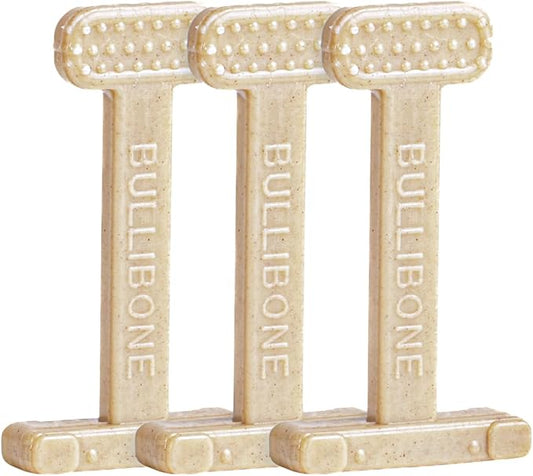 Bullibone Nylon Dog Chew Toy Nylon Bone - Improves Dental Hygiene, Easy to Grip Bottom, and Permeated with Flavor (Small - 3 Pack, Chicken)