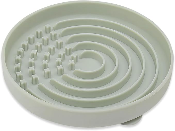 Slow Feeder Dog Bowls, Slowdown Bowl - Puzzle Silicone Dog Feeding Bowls with Suction Cups, Innovative Lick Mat, Healthy Eating, Dishwasher Microwave Safe, Mealtime Challenge, 7.5" x 1.3" Green