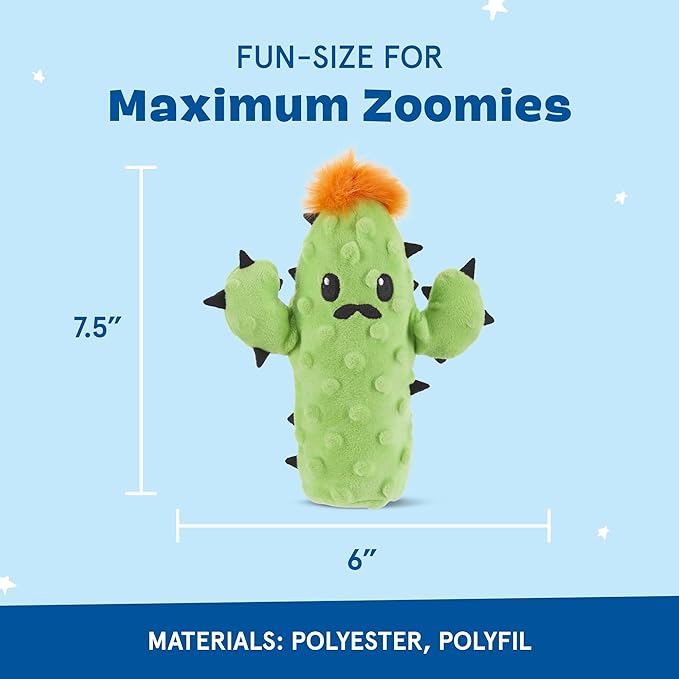 Barkbox 2 in 1 Interactive Plush Dog Toy - Rip and Reveal Toy for Dogs and Puppies - Stimulating Squeaky Pet Toys | Prickly Pete (Small)