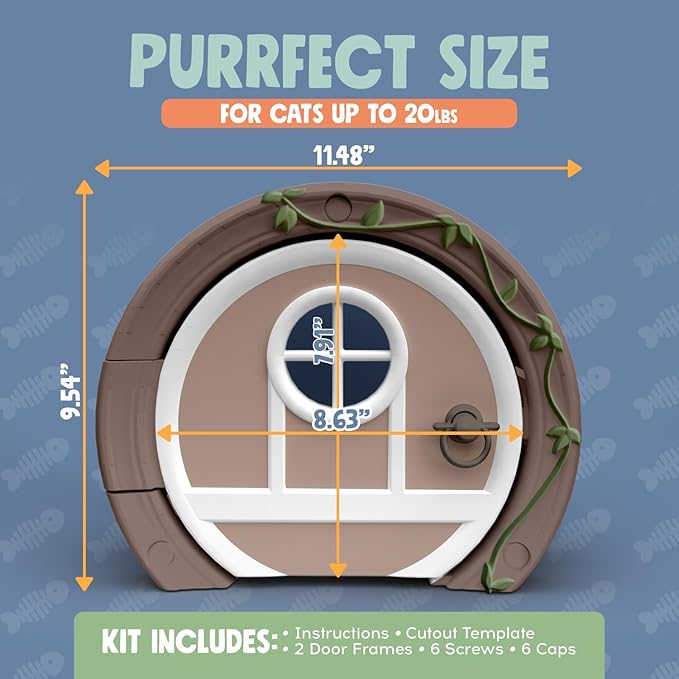 Gnome® Door Cat Door for Interior Doors - Stylish & Functional with No Flap, Lockable, and Easy Installation, Spacious Large Kitty Door for Cats Up to 20 lbs, Private and Comfortable Pet Door