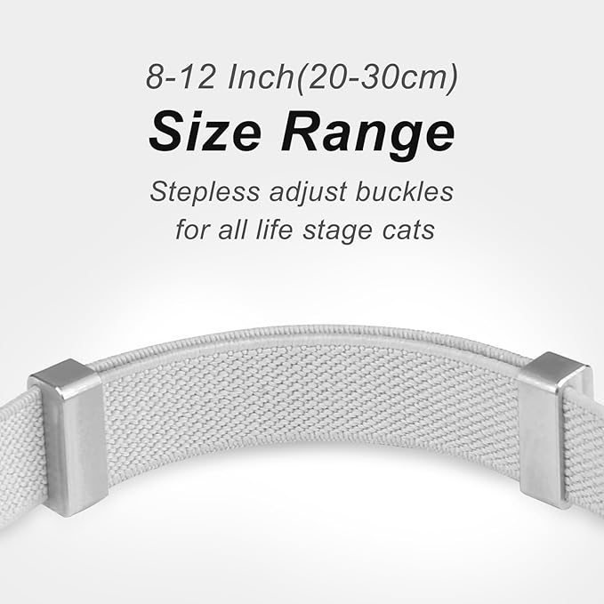 AirTag Cat Collar,Ultra Elastic Cat Tracker Collar with Apple Air Tag Holder, [Lightweight][Scratch Resistant] Stepless Adjustable GPS Pet Collar for Cats Kittens (Grey)