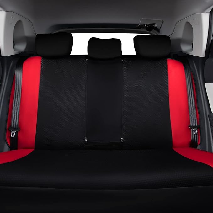 Flying Banner Neoprene Rear Bench car seat Covers car seat Protectors Split 40/60 60/40 (Red & Black, Neoprene)