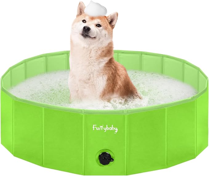 Furrybaby Dog Pool, Foldable Dog Pools for Large Dogs Portable Kiddie Pool Pet Doggie Wading Swimming PoolGreen 39''Indoor and Outdoor