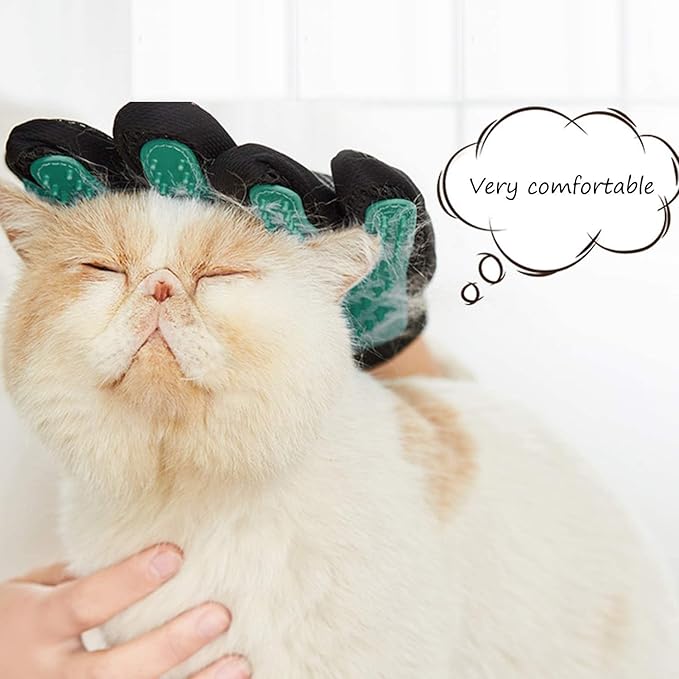 Gentle Deshedding Pet Grooming Mitt - Efficient Hair Remover Brush for Dogs, Cats, Horses with Long & Short Fur (1 Pair)