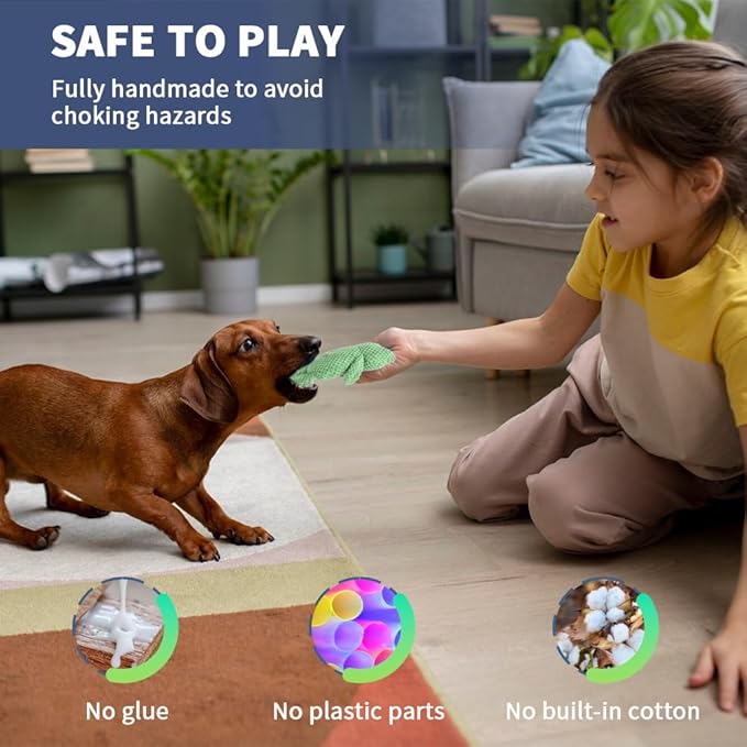 5-Pack Squeaky Dog Toys – Durable Animal-Shaped Plush Chew Toys for Dogs, Handmade Interactive Puppy Toys with Squeaker, Perfect for Reducing Destructive Behavior