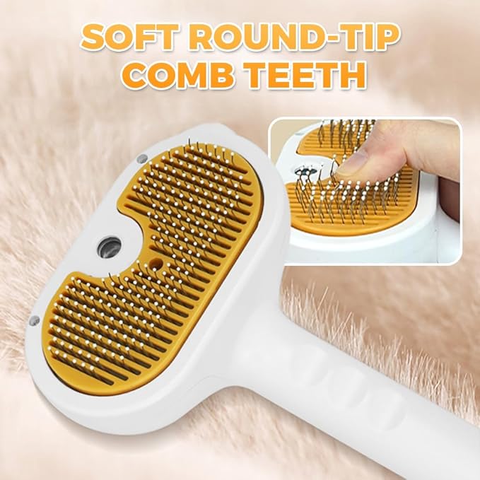 Comb for Cats Dogs, Cat Steam Brush, 3-in-1 Spray Hair Removal Comb for Shedding & Grooming, Effective Pet Brush for Indoor Cats (White)