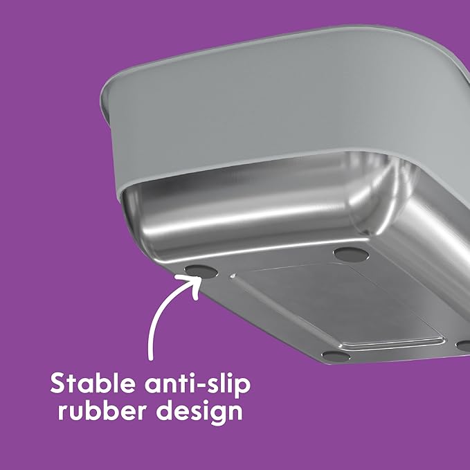 Litter Genie Platinum Stainless Steel Litter Box | Durable, Modern Design, 360° Visibility, Anti-Slip Pads