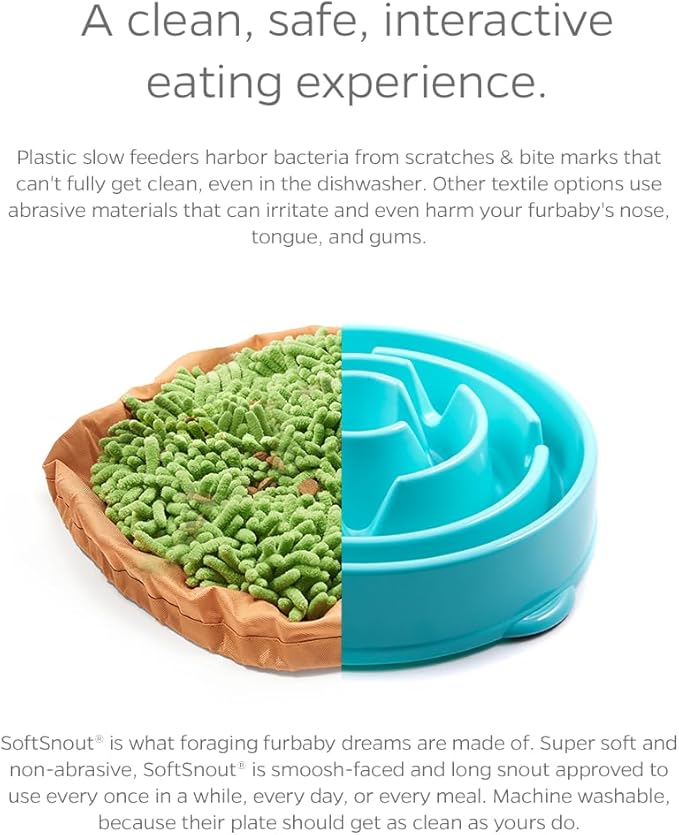 Pet Parents Forager Slow Feeder Bowls with SoftSnout & Non-Slip Backing, Dog Puzzle Toys & Snuffle Mat (Meadow Natural)