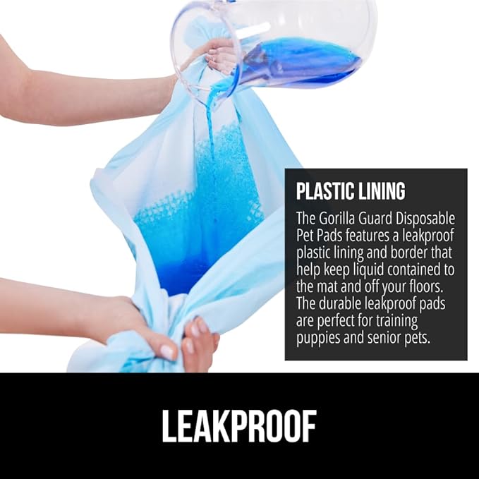 Gorilla Guard Disposable Puppy Pads, 150 Count 28x34 in, 5 Layer Pee Pads for Dogs, Absorbent Diaper Changing Pad, Dog Potty Training Supplies, Quick Dry Pet Housebreaking Essentials for Puppies