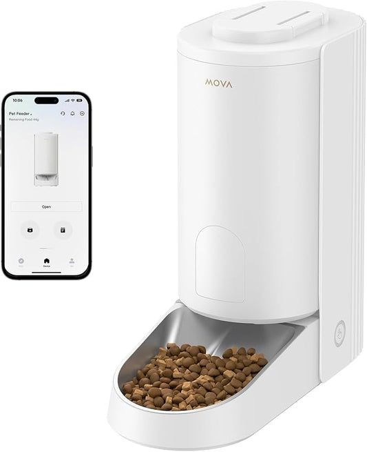 MOVA PF10 Pro Automatic Cat Feeder, 3.4L Cat Food Dispenser with Stainless Steel Weighing Bowl, APP Control Remote Feeding, Detachable for Easy Clean, Dual Power Supply Pet Feeder for Cats Dogs