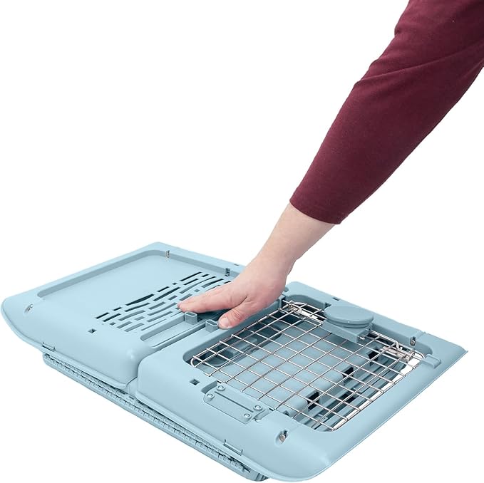 SportPet Designs Collapsible X-Small Pet Travel Carrier (Blue), Hard-Sided Kennel for Small Dogs, Puppies, Cats, Kittens, Animals up to 20lbs, Washable Home & Outdoor Pet Crate, 19.6"L x 13.5"W x 12"H