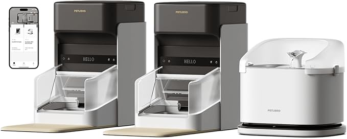 Bundle of PETLIBRO RFID Smart App Cat Water Fountain 2.4G Wi-Fi, 101oz/3L Fountain with Collar Tag+PETLIBRO Upgraded RFID Automatic Cat Feeder, 5G Wi-Fi Pet Feeder, 3L Feeder with Collar Tag,