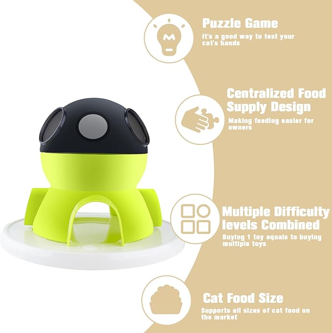HOSUKKO Interactive Cat Puzzle Feeder,3 in 1 Intelligence Brain Stimulation Game Cat Treat Puzzle Toy and Slow Feeder Enrichment Toys for Indoor Cats Dogs (Green)