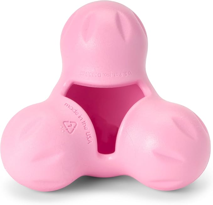 WEST PAW Zogoflex Tux Treat Dispensing Dog Chew Toy – Interactive Chewing Toy for Dogs – Dog Games for Aggressive Chewers, Fetch, Catch – Holds Kibble, Treats, Small 4", Bubblegum