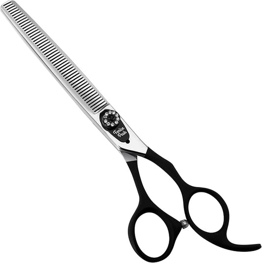 Fenice Peak 7.0'' Dog Thinning Scissors For Grooming 440C Stainless Steel Black Non-Slip Handle Sharp Blades Professional Pet Trimming Scissors for Cats Thinning Rate 35%