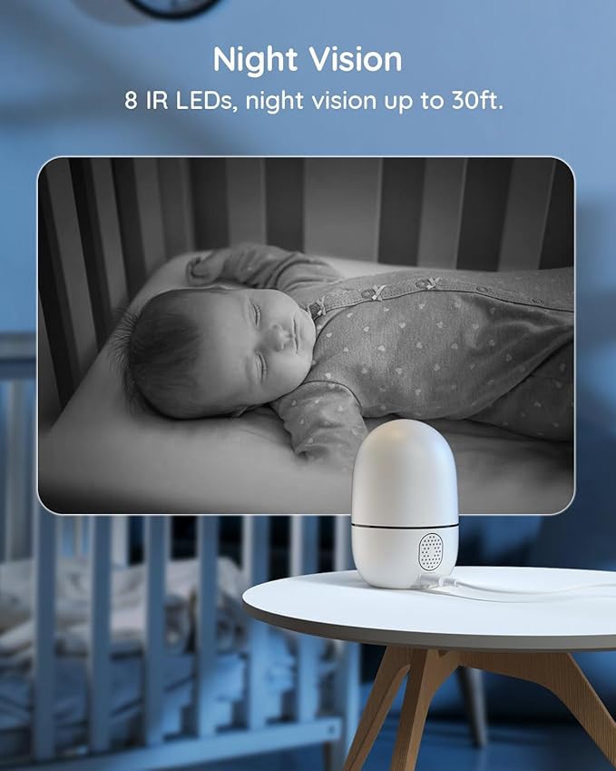 virtavo XD1 Indoor Security WiFi Camera, Wireless, Dual-Lens 360° PTZ Baby Monitor & Pet Cam, Motion Tracking, 2-Way Audio, Night Vision, Cloud/SD Storage, Phone App, Plug-in Power