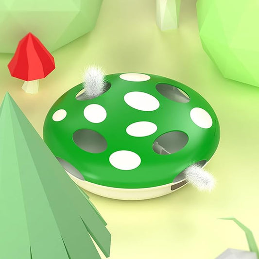 PAKEWAY Interactive Cat Toy, Automatic Cat Toys for Indoor Cats, Feather Toys, Eight Hole Structure and Two Ambush Feather,Infrared Sensor Activated