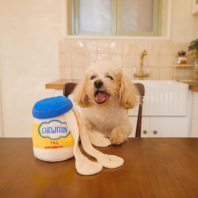 Dog Enrichment Toys, Interactive Mayonnaise Jar Puzzle, Snuffle Toy for Mental Stimulation, Hide and Seek Crinkle Toy for All Dog Sizes
