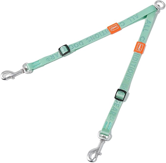 HOWGO Double Dog Leash, No Tangle 360° Swivel, Adjustable Two Padded Handles, Double Clip Dog Leash Coupler Splitter for Large and Medium Breeds (Mint Green, 4/5'' x 0.9 FT)