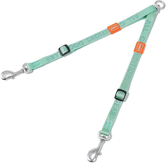 HOWGO Double Dog Leash, No Tangle 360° Swivel, Adjustable Two Padded Handles, Double Clip Dog Leash Coupler Splitter for Large and Medium Breeds (Mint Green, 4/5'' x 0.9 FT)