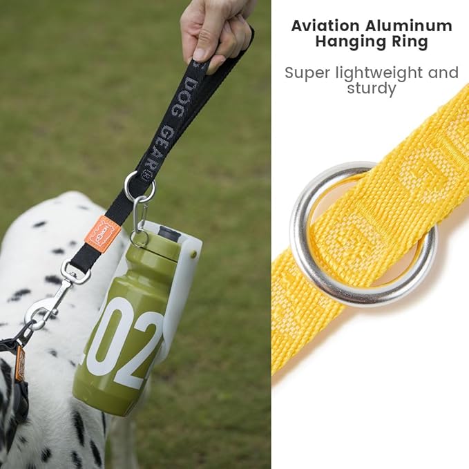 HOWGO Short Dog Leash - Aviation Aluminum Hook Lightweight Padded Handles Rope Traffic Leashes for Large Dogs,No Tangle Dog Leash Coupler,Yellow