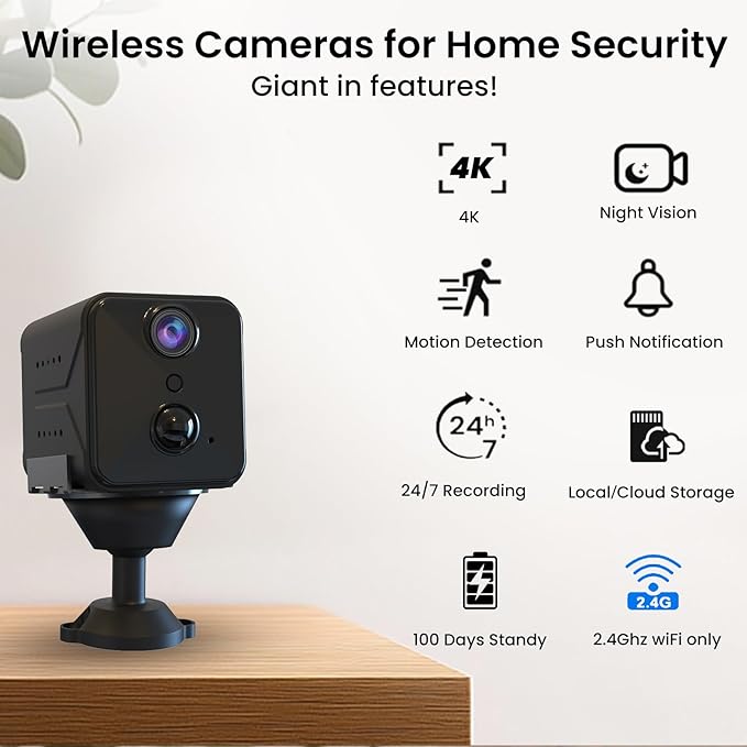 javiscam 2025 Upgraded Hidden Spy Camera,4K HD Mini Cam for Home with Night Vision,100 Days Long Battery Life, Motion Detection,Remote Viewing,Wireless Camera for Pet/Baby/Nanny Surveillance