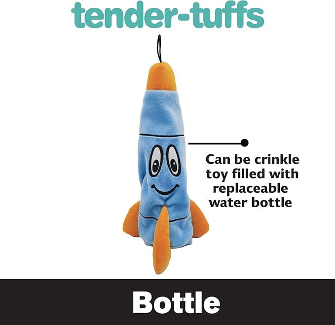 SmartPetLove Snuggle Puppy Tender-Tuffs - Rocco Rocket Water Bottle Dog Toy - Bottle Cover Dog Toy
