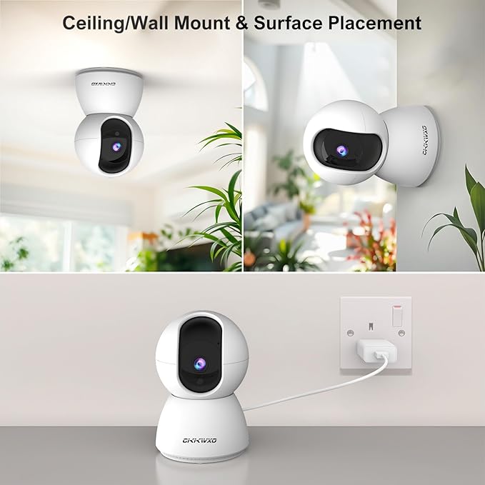 2.4&5GHz WiFi Indoor Security Camera,2K/3MP Camera for Home Security, 355° Pan/Tilt Pet Cam, IR Night Vision Baby Monitor, 2-Way Audio, Motion Tracking, Cloud & SD Card Storage