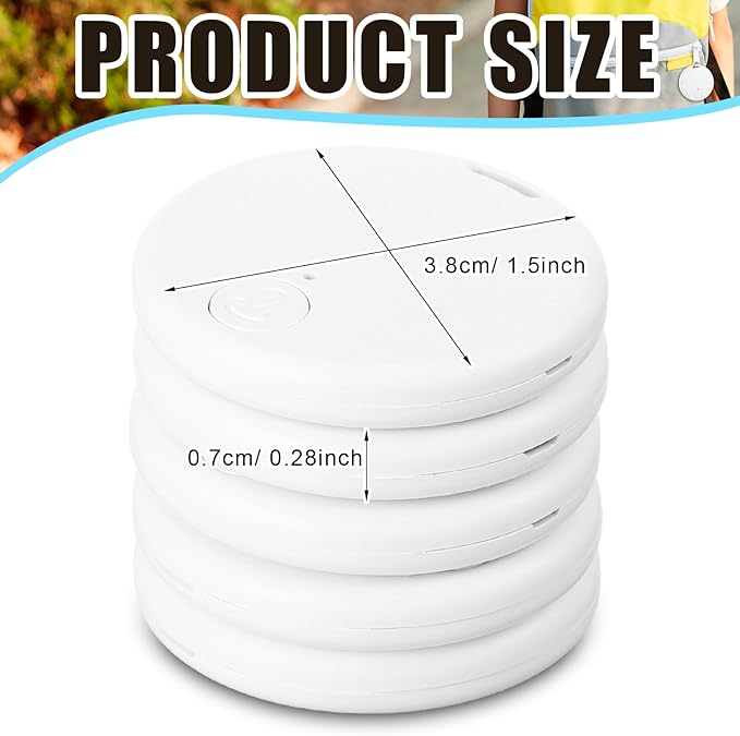 Konohan 5 Packs Portable GPS Tracking Mobile Tracking Anti Loss Smart Device Key Finder Locator GPS Finders Tracker Device for Pets Dog Cat Wallet Keychain Luggage, Alarm Reminder(White)