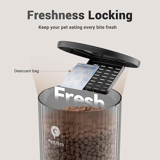 Automatic Cat Feeder for 2 Cats - 16 Cups/4L Timed Auto Pet Feeder with Portion Control (1-6 Meals), Dual Power& Easy to Clean for Indoor Cats & Small Dogs