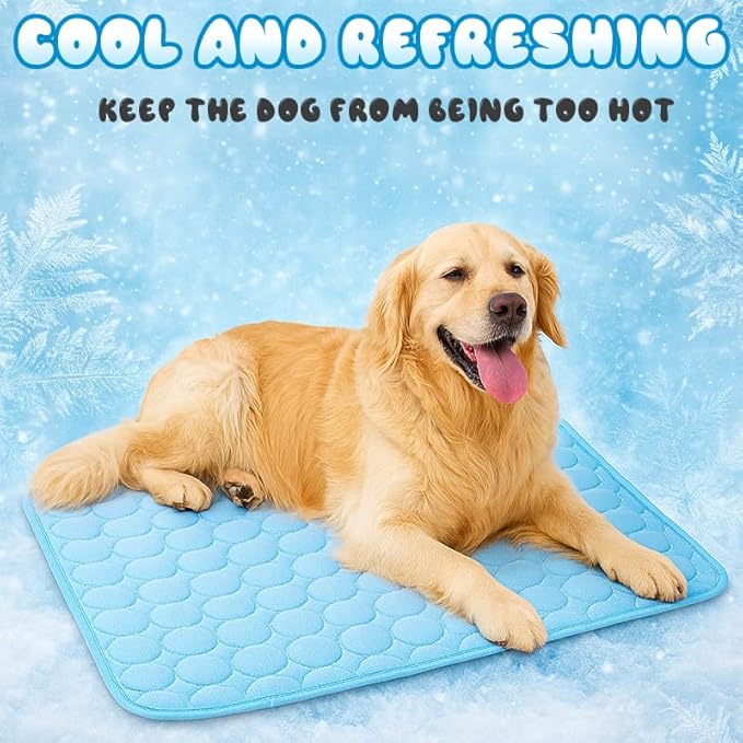 Dog Cooling Mat, 39" x 29" Mat for Large Dogs, Internal Waterproof& Endothermic Color Changing Arc-Chill Cool Fiber(QMAX>0.5) for Pet in Summer, Washable, Non-Toxic(Blue 1PCS)