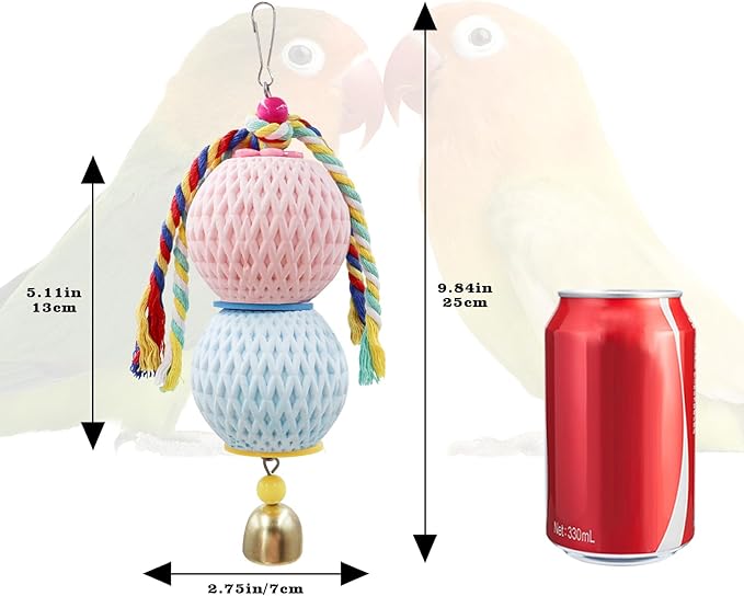 Bird Beak Grinding Stone, Parrot Chew Toys with Bells, Bird Toys, Cage Accessories for African Grey, Budgies, Amazon Parrots, Cockatiels, Lovebirds, Conures, Quakers, Small to Medium Birds