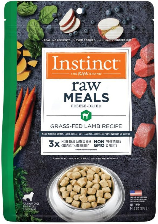Instinct Freeze Dried Raw Meals, Natural Dry Dog Food, Grain Free - Grass Fed Lamb, 14 oz. Bag