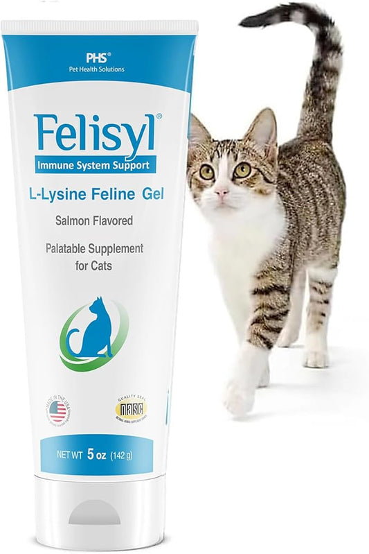 L-Lysine Gel for Cats (5oz) – Supports Immune, Respiratory, and Eye Health. Eases Sneezing, Runny Nose, and Watery Eyes. Tasty Salmon Flavor - Made in The USA