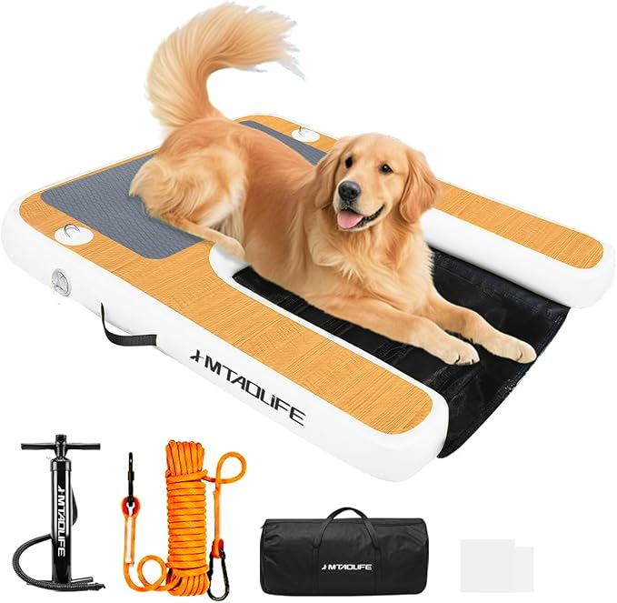 Inflatable Dog Boat Ramp Water Ramp for Pool, Float Floating Dog Ramps with Anti-Slip EVA for Lakes, Boats, Docks