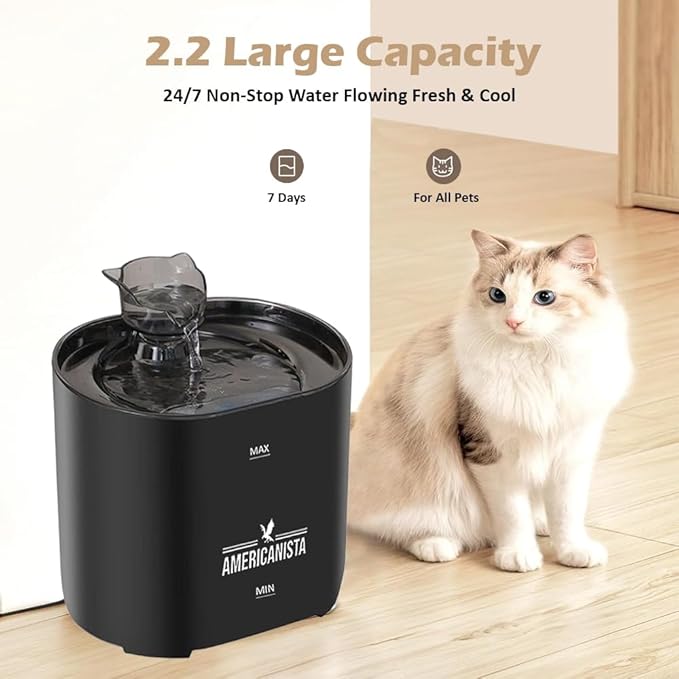 Pet Water Fountain Dispenser for Drinking Indoor and Outdoor Automatic Fresh Water 2.2L Capacity Ultra-Quiet, Filtered & Efficient