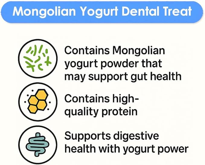 KI-You Mongolian Yogurt for Dogs – Soft Honeycomb Shape for Advanced Dental Care, Probiotic & Prebiotic Rich for Gut Health, for Sensitive Gums (Chew - Long Type)