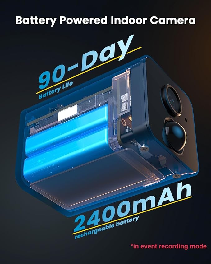 ieGeek Security Camera Indoor Wireless 1080P Wire-Free Portable Indoor Camera for Home Security with Human Detection,Two-Way Audio, Siren and APP Alert,30ft Clear Night Vision, Cloud/SD