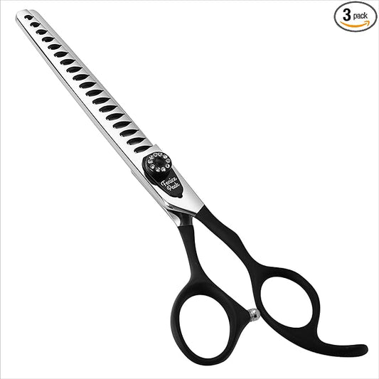 Fenice Peak 7.0'' Dog Chunker Scissors For Grooming 440C Stainless Steel Black Non-Slip Handle Sharp Blades Professional Pet Trimming Scissors for Cats Thinning Rate 75%