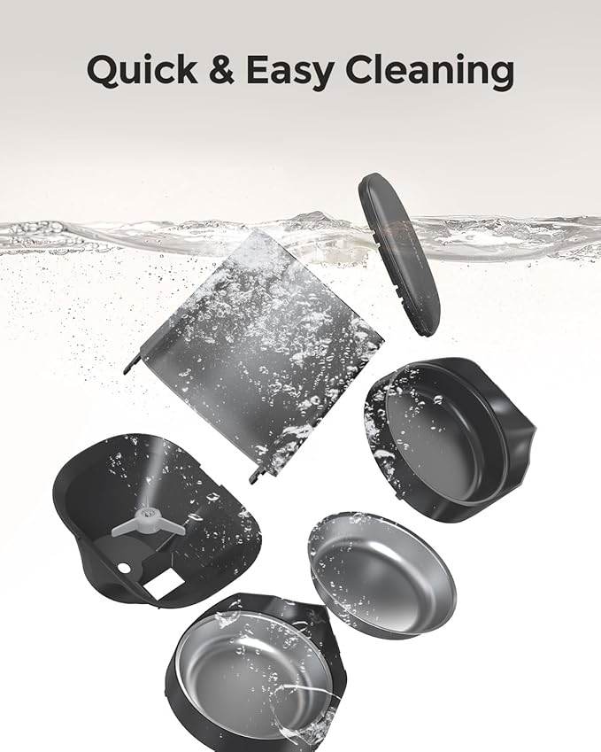 Automatic Cat Feeder - Cat Food Dispenser for 2 Cats MeowServe S20D, Auto Dog Feeder with Stainless Steel Bowls, 5L Pet Feeder with Patented Anti-Jam Port, App, Dual Lock Lid & 2.4G/5G WiFi