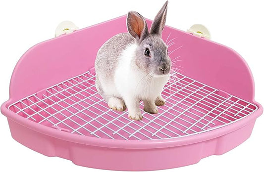 kathson Large Rabbit Litter Box Bunny Corner Toilet Box Potty Trainer Bigger Pet Pan Small Animal Cage Toilet Bedding Box Fanshaped for Adult Guinea Pigs Chinchilla Ferret Galesaur