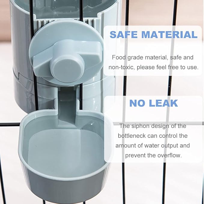 17oz No Leak Rabbit Waterer Feeder, No Drip Water Feeder Water Bowl for Guinea Pig Hamster Chinchilla Ferret Small Animal